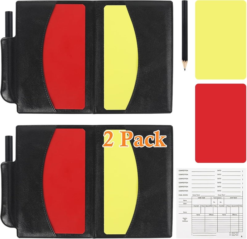 AzReference Soccer Referee Card Set, Red and Yellow Warning Cards with Record Paper, Pencil, Card Storage Wallet, Soccer Referee Kit for Football Matches, Training, Sports Games - Image 1